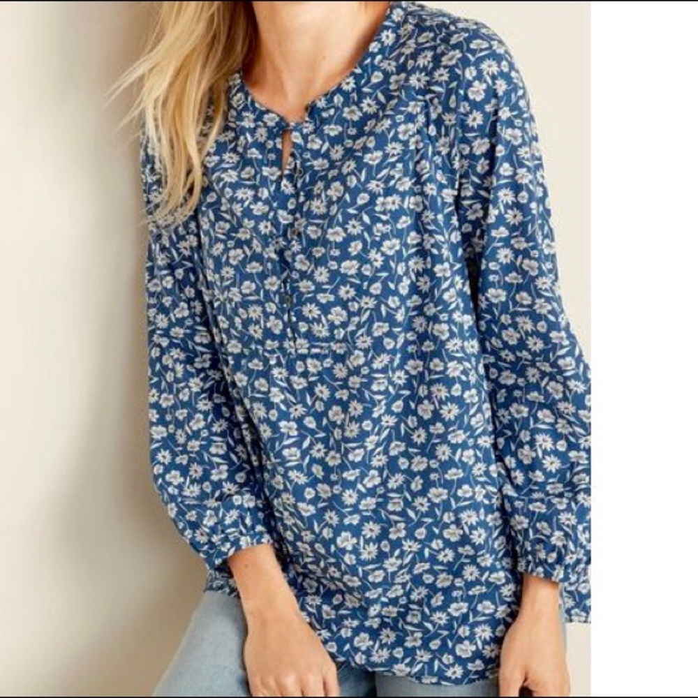 Blue Floral Blouse - Old Navy